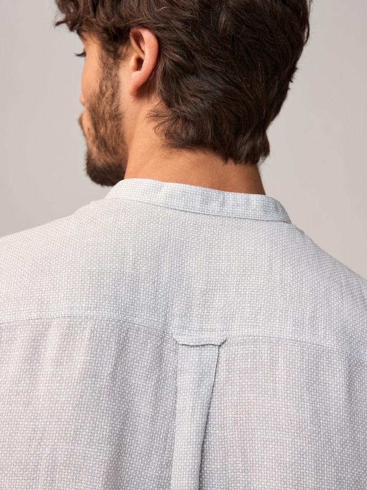 Gris - À enfiler - Chemise à manches courtes en lin et coton mélangés - Image 5 of 8