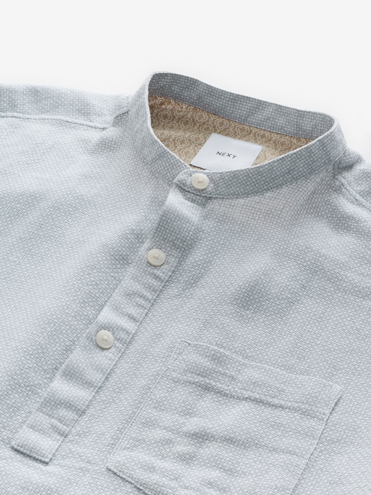 Gris - À enfiler - Chemise à manches courtes en lin et coton mélangés - Image 7 of 8