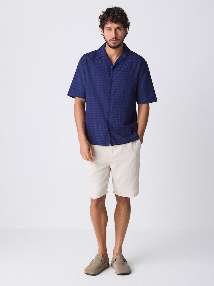 Marineblau/blau - Kurzärmeliges Hemd mit Waffelstruktur aus 100 % Baumwolle - Bild 2 von 7 Marineblau/blau - Kurzärmeliges Hemd mit Waffelstruktur aus 100 % Baumwolle - Bild 2 von 7