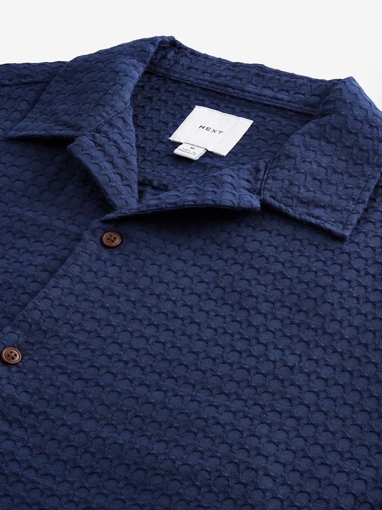 Marineblau/blau - Kurzärmeliges Hemd mit Waffelstruktur aus 100 % Baumwolle - Bild 7 von 7 Marineblau/blau - Kurzärmeliges Hemd mit Waffelstruktur aus 100 % Baumwolle - Bild 7 von 7