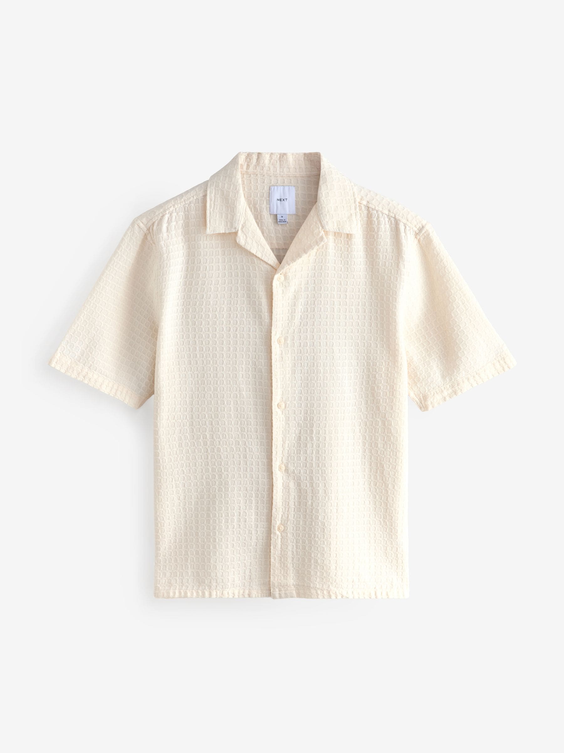 Buy Ecru Short Sleeve Textured Waffle 100% Cotton Shirt from