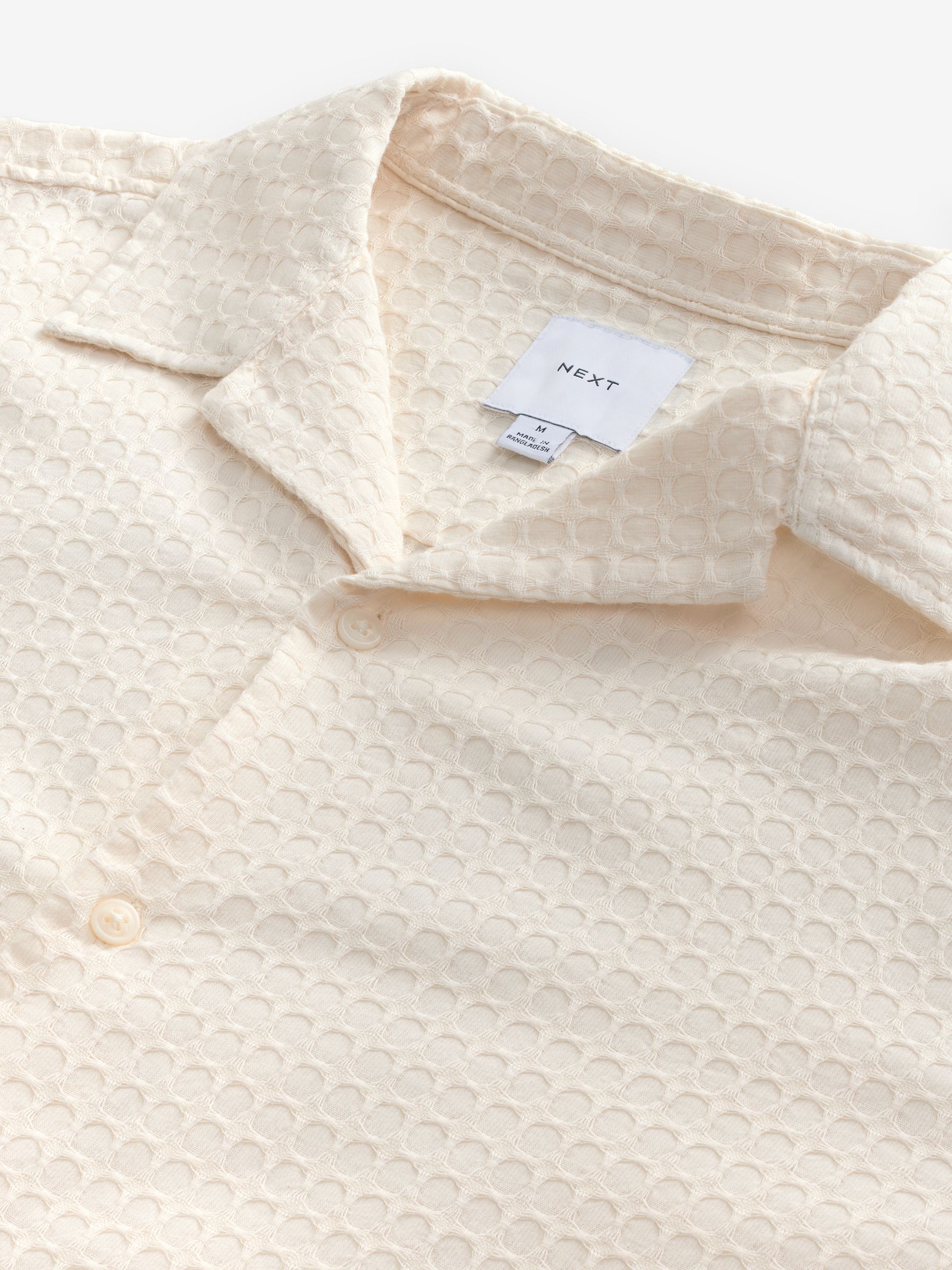 Buy Ecru Short Sleeve Textured Waffle 100% Cotton Shirt from Next USA