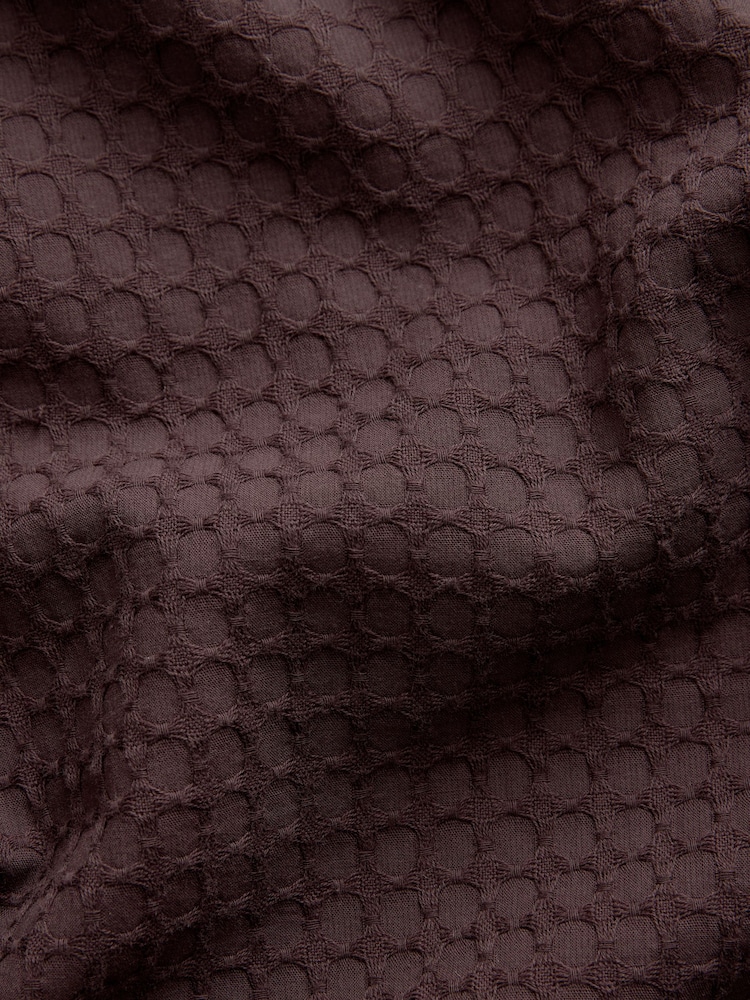 Brun - Manches courtes Chemises 100courtes en coton gaufré texturé - Image 9 of 9