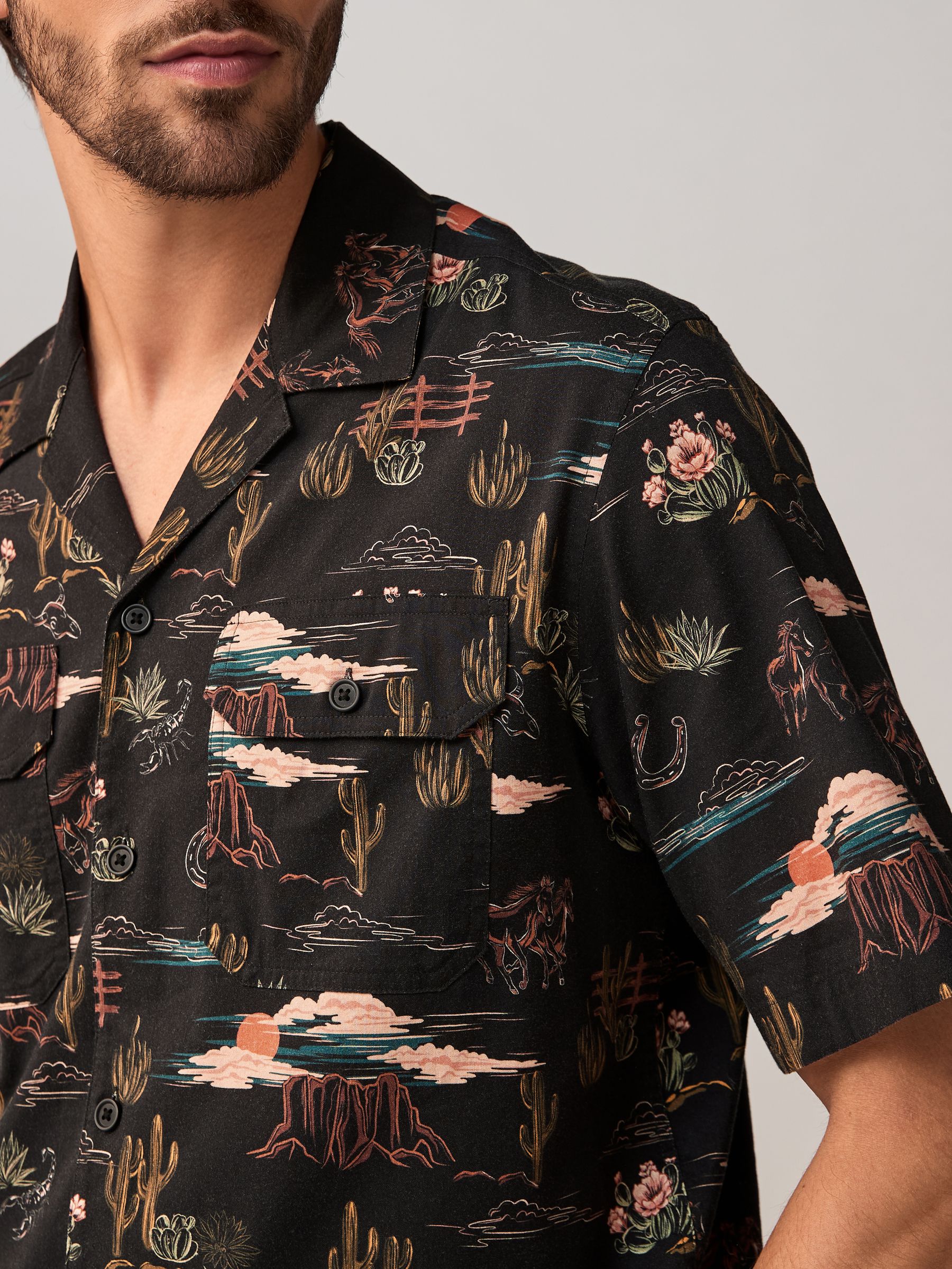 Buy Black Western Style Printed Short Sleeve Shirt With