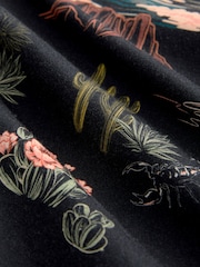 Black Western Style Printed Short Sleeve Shirt With Cuban Collar - Image 9 of 9