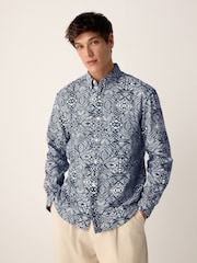 Navy Blue Long Sleeve Printed Shirt - Image 1 of 6