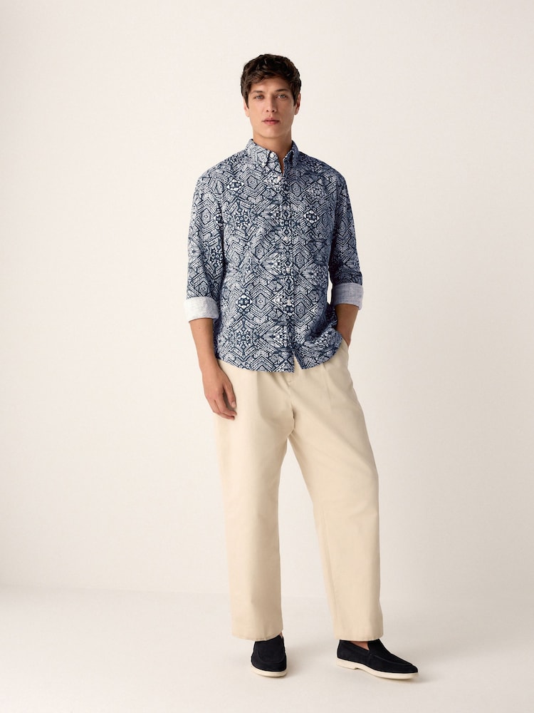 Navy Blue Long Sleeve Printed Shirt - Image 2 of 6