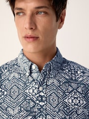 Navy Blue Long Sleeve Printed Shirt - Image 5 of 6