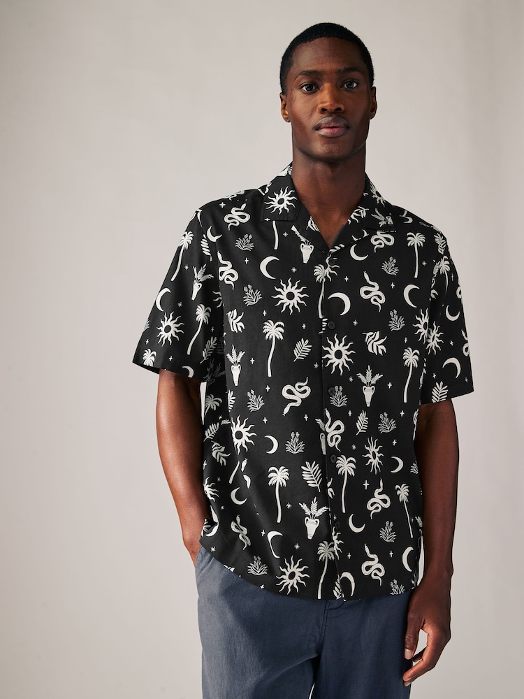 Black Snake Printed Short Sleeve Shirt - Image 2 of 8
