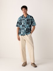 Blue Short Sleeve Tile Printed Shirt - Image 2 of 9