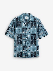 Blue Short Sleeve Tile Printed Shirt - Image 7 of 9