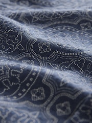 Navy Blue Printed Tile Short Sleeve 100% Cotton Shirt - Image 9 of 9