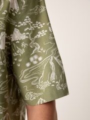 Green/White Western Style Printed Short Sleeve Shirt With Cuban Collar - Image 5 of 5