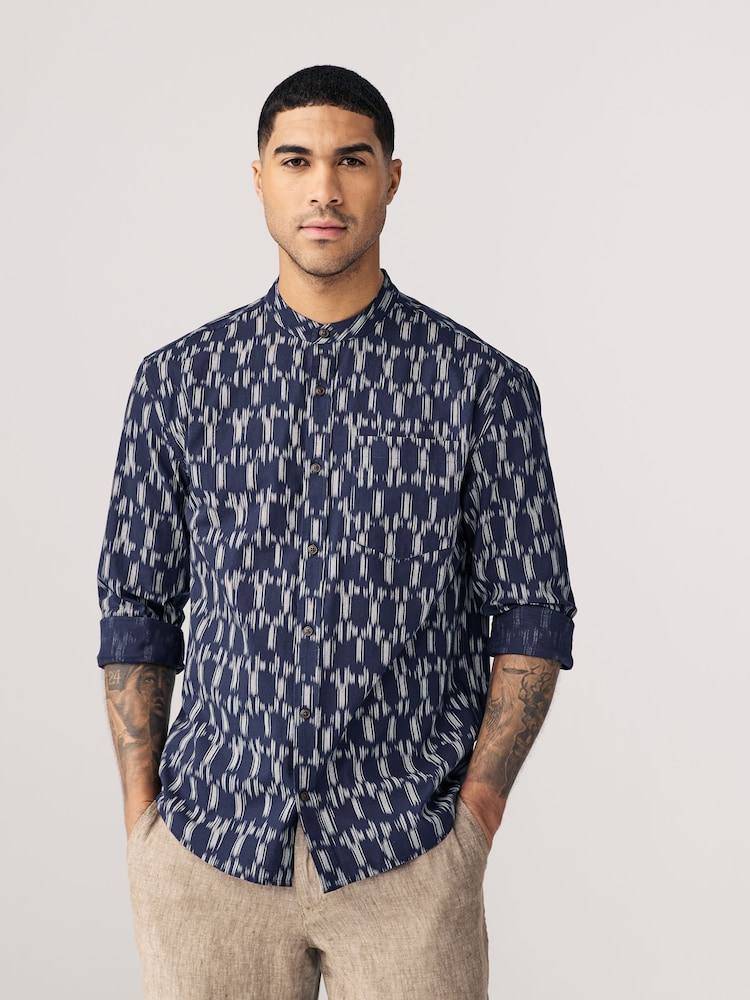 Blue Long Sleeve Printed Shirt - Image 1 of 8