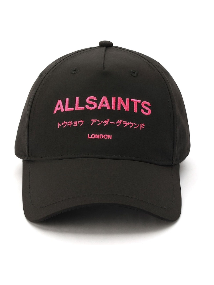 AllSaints Black Underground Logo Baseball Cap - Image 1 of 4