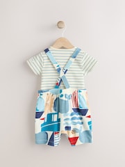 Blue Boat Jersey 100% Cotton Dungaree and Bodysuit Baby Set (0mths-2yrs) - Image 3 of 8