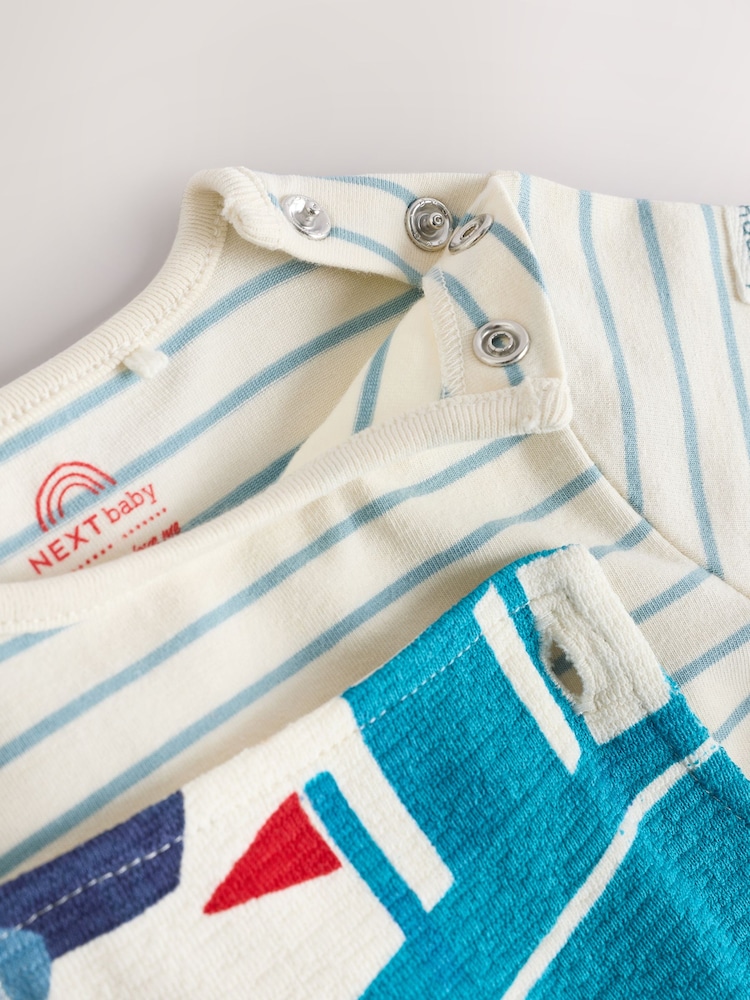 Blue Boat Jersey 100% Cotton Dungaree and Bodysuit Baby Set (0mths-2yrs) - Image 7 of 8