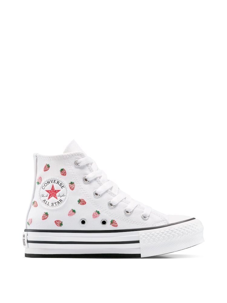 Converse White Juinor EVA Lift Strawberry Patterned Trainers - Image 1 of 12