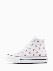 Converse White Juinor EVA Lift Strawberry Patterned Trainers - Image 3 of 12