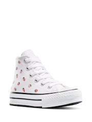Converse White Juinor EVA Lift Strawberry Patterned Trainers - Image 4 of 12