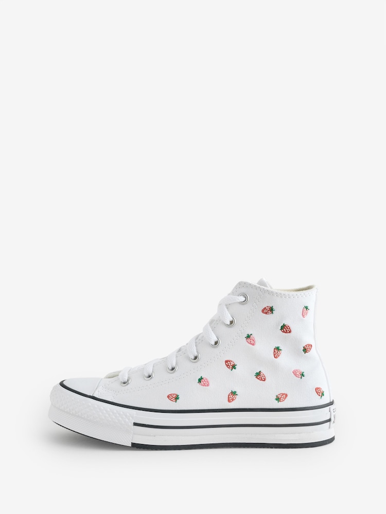 Converse Black Youth EVA Lift Strawberry Print Trainers - Image 2 of 9 Converse Black Youth EVA Lift Strawberry Print Trainers - Image 2 of 9