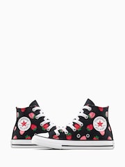 Converse Black Chuck Taylor All Star Strawberry High Top Trainers - Image 4 of 9