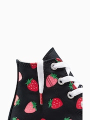 Converse Black Chuck Taylor All Star Strawberry High Top Trainers - Image 7 of 9