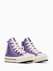 حذاء رياضي بقبة مرتفعة بنعل رافع من مادة إيثيلين فينيل أسيتات للشباب من Converse - صورة 2 من 14