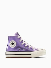 حذاء رياضي بقبة مرتفعة بنعل رافع من مادة إيثيلين فينيل أسيتات للشباب من Converse - صورة 4 من 14