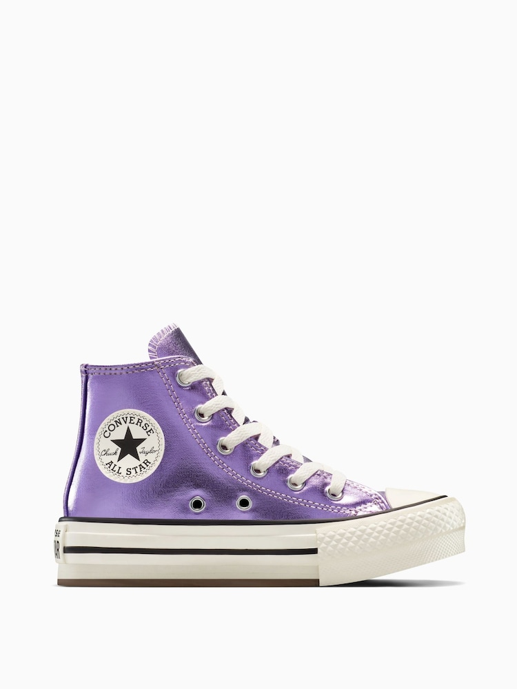 Converse Purple/White Olders EVA Lift High Top Trainers - Image 4 of 14