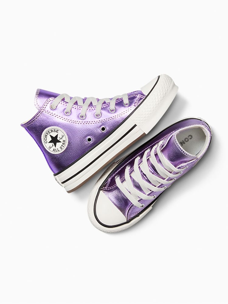 Converse Purple/White Olders EVA Lift High Top Trainers - Image 7 of 14