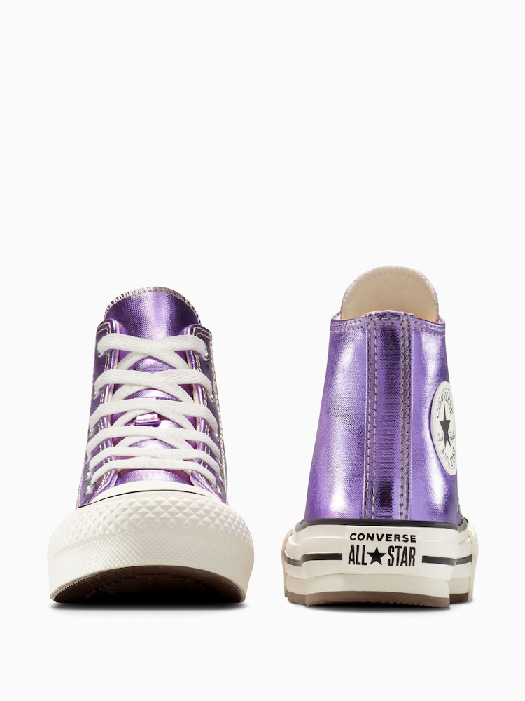 Converse Purple/White Olders EVA Lift High Top Trainers - Image 8 of 14