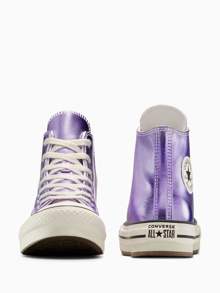 Converse Purple/White Youth EVA Lift High Top Trainers - Image 7 of 14