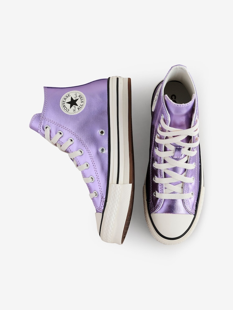 Converse Purple/White Youth EVA Lift High Top Trainers - Image 9 of 14