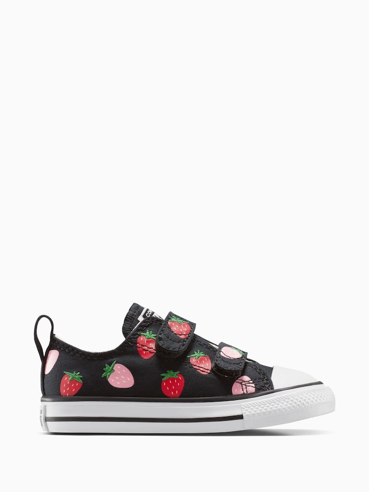 Converse Black Infant 2V Strawberry Print Trainers - Image 1 of 7