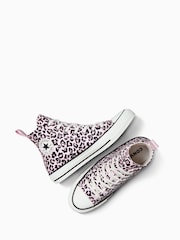 Converse Pink/White High Leopard Print Chuck Taylor Trainers - Image 5 of 7
