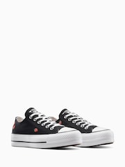 Converse Black Chuck Taylor All Star Lift Strawberry Low Trainers - Image 2 of 7