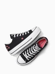 Converse Black Chuck Taylor All Star Lift Strawberry Low Trainers - Image 3 of 7