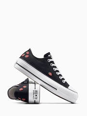 Converse Black Chuck Taylor All Star Lift Strawberry Low Trainers - Image 4 of 7