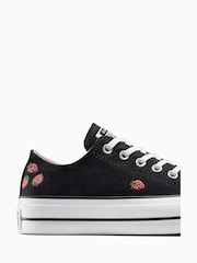 Converse Black Chuck Taylor All Star Lift Strawberry Low Trainers - Image 6 of 7