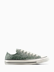 Converse Green Chuck Taylor All Star Snakeskin Print Low Trainers - Image 1 of 8