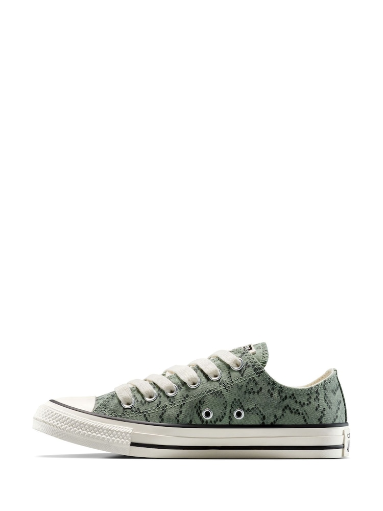 Converse Green Chuck Taylor All Star Snakeskin Print Low Trainers - Image 2 of 8