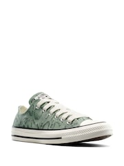 Converse Green Chuck Taylor All Star Snakeskin Print Low Trainers - Image 3 of 8
