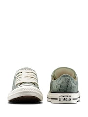 Converse Green Chuck Taylor All Star Snakeskin Print Low Trainers - Image 5 of 8