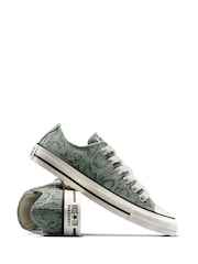 Converse Green Chuck Taylor All Star Snakeskin Print Low Trainers - Image 6 of 8