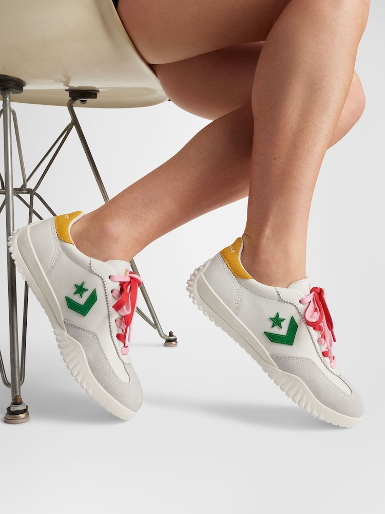 Converse White/Lemon Run Star Low Trainers - Image 1 of 9