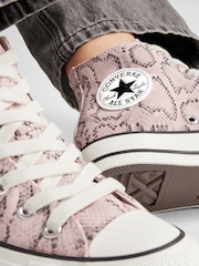 Converse Purple Chuck Taylor All Star Snakeskin Print Trainers - Image 3 of 10