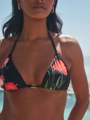 B by Ted Baker zwarte triangel-bikinitop met bloemenprint - Image 2 of 5