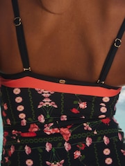 B By Ted Baker corrigerend zwart bandeau-badpak met bloemenprint - Image 4 of 4