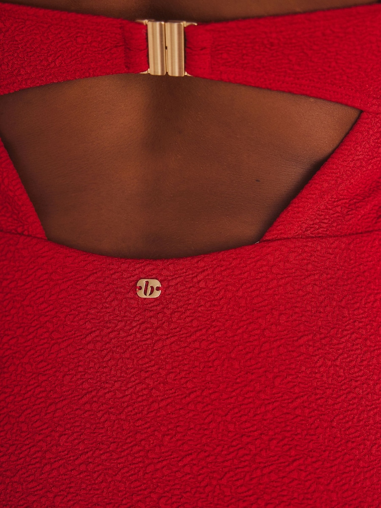 B By Ted Baker Tummy Control Textured Sparkle Bandeau Swimsuit - Image 6 of 6
